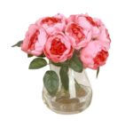 Cette image montre un bouquet de roses artificielles de couleur rose